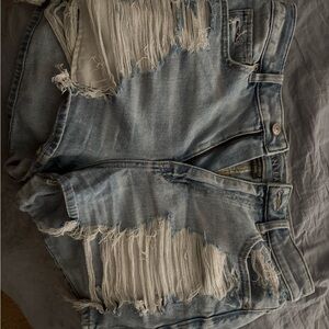 American Eagle Outfitters Ripped Light Blue Jean Shorts